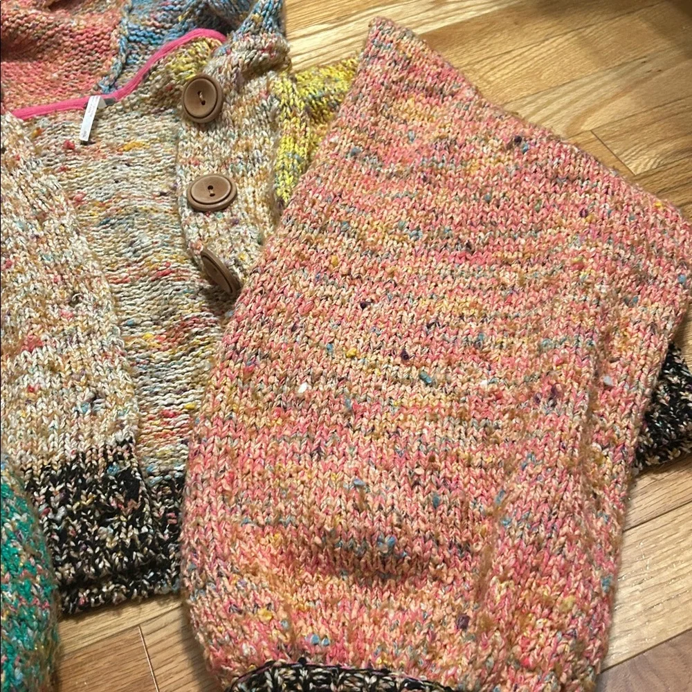 Free People Vibe Check Rainbow Multicolor Hoodie. Hooded knit cardigan. Small - Picture 8 of 10